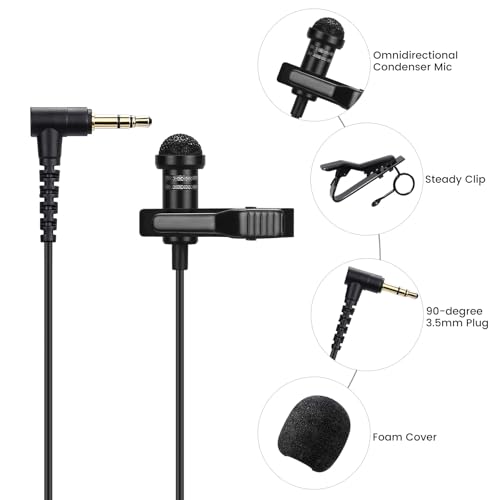 2-Pack Lavalier Microphone for DJI Mic 2 and Rode Wireless Go 2 Transmitter | 90 Degrees L-Shaped 3.5mm Omnidirectional Lapel Lav Mic for Vlog Interview