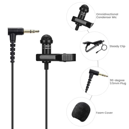 2-Pack Lavalier Microphone for DJI Mic 2 and Rode Wireless Go 2 Transmitter | 90 Degrees L-Shaped 3.5mm Omnidirectional Lapel Lav Mic for Vlog Interview