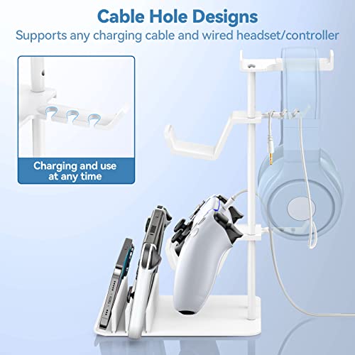KDD Headphone Stand, Controller & Headset Holder & 4 in 1 Desk Cup Holder - Clamp on Under Desk Headphone Hanger