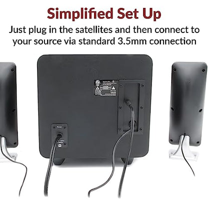 Cyber Acoustics CA-3610 2.1 Multimedia Speaker System with Subwoofer, Perfect Computer Speakers for PC or Mac, Great for Music, Movies, and Gaming | Powerful 2.1 PC Speaker System with Subwoofer, 62W Power, Desktop Control Pod, Adjustable Bass, for Music,