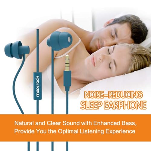 MAXROCK Sleep Earplugs - Noise Isolating Ear Plugs Sleep Earbuds Headphones with Unique Total Soft Silicone Perfect for Insomnia, Side Sleeper, Snoring, Air Travel, Meditation & Relaxation(wh) (Blue) - color: Blue