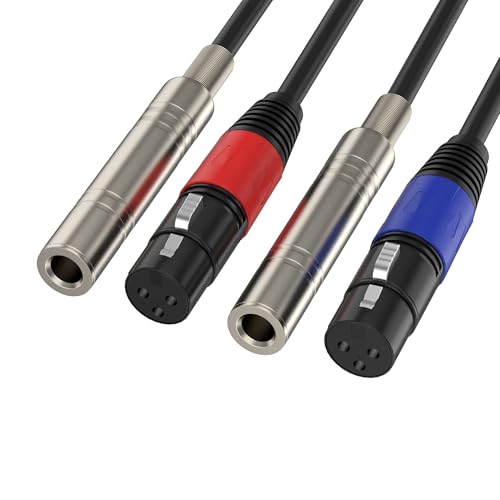 1/4“(6.35 mm) Female to XLR Female 3-Pin Socket Audio Cord, 1.1 Foot, 2 Packs, 6.35mm TRS/TS to XLR Jack Adapter, High-Purity 4N OFC Conductors, for Audio Electronic Devices - size: 1.1 foot, style: 1/4 female to XLR female
