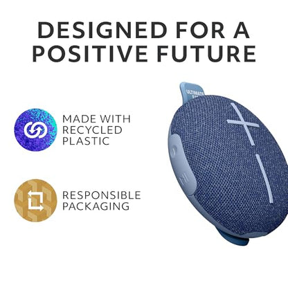 Ultimate Ears MINIROLL Waterproof Bluetooth Speaker - Majestic Blue | Ultra-portable, balanced bass, IP67 dustproof, 131 ft (40 m) range - color: Blue