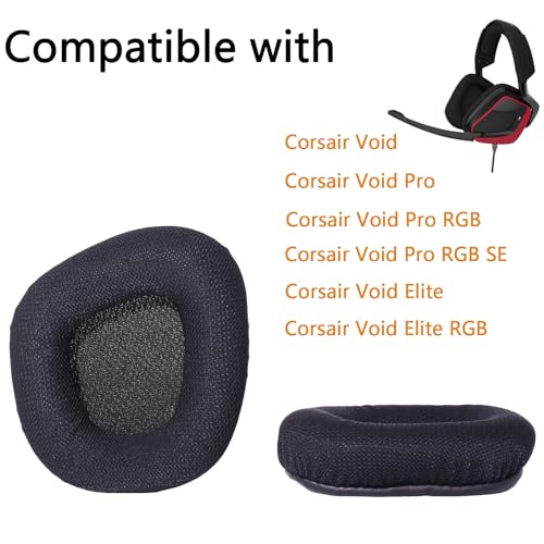Replacement Mesh Ear Pads for Corsair Void Gaming Headsets - Black | Ear Cushion Covers for Corsair Void/Void Pro/Void Elite RGB Wired & Wireless Headphones