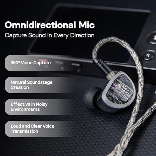 Linsoul Tripowin Zonie 16-Core Silver-Plated SPC IEM Cble w/Omni Mic | HiFi Wired Gaming Earbuds Cable, in-Ear Monitor Upgrade Cable, 1.25m Tangle-Free Wire for Audiophiles, 3.5mm,Recessed 2PIN - size: Recessed 2Pin, style: 3.5mm