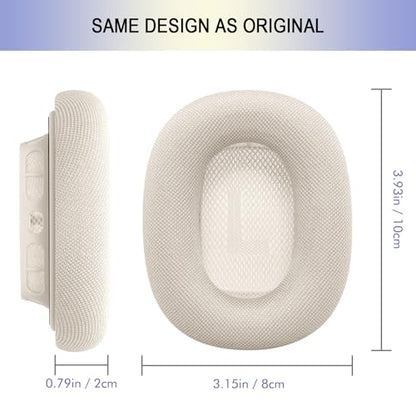 Upgraded Ear Cushions for Apple AirPods Max, Mesh Ear Pads Replacement | Air Pods 1 & 2 Over-Ear Headphones Ear Cups with Original Silicone Design (Starlight) - color: Starlight