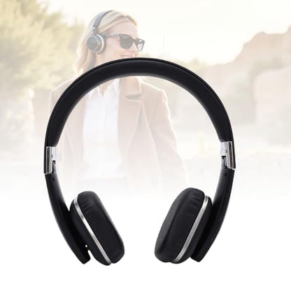 Wireless Headphones, Over Ear Headphones, Foldable Lightweight Stereo Headset, Ideal for Travel Smartphone Computer Laptop, Support Dual Device Simultaneously (Black) - color: Black