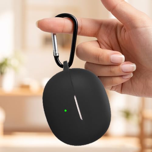 Silicone Protective Case for i121 Earbuds, Compatible with King Lucky Clip-On Open Ear Headphones, Full Cover Shockproof Anti-Scratch Case with Keychain Carabiner, Charging Port Access - color: Black