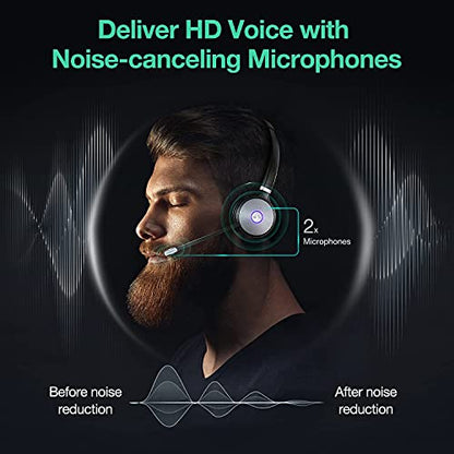 Yealink WH66 Dual Teams Wireless Noise Canceling Headset - Headset Works with USB Enabled Computers, Desk Phones and Softphones Also Connects to Cell Phones with Bluetooth. - color: Black, style: Modern