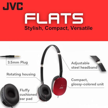 JVC HAS160R Flat Headphones - Red, One Size - color: Red, style: No Mic