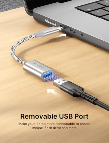 JSAUX USB C to USB 3.0 Adapter [2 Pack], USB C Male to USB Female OTG Cable Adapter Compatible with MacBook Pro/Air, iPhone 17 Pro Max/iPhone Air/16e/16/15 Series, Samsung Galaxy S25/S24/S23-Silver - color: Silver