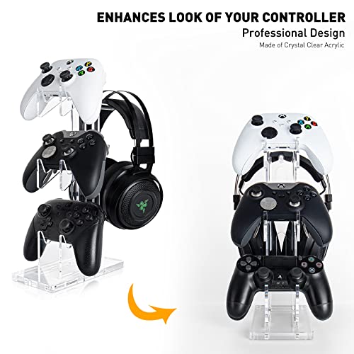 OAPRIRE Controller Stand Headset Stand, 3 Tier Acrylic Gaming Controller Holder Compatible with PS4, PS5, PC, Xbox, Universal Design (Clear) - color: Clear, size: 3 Tier-without lights