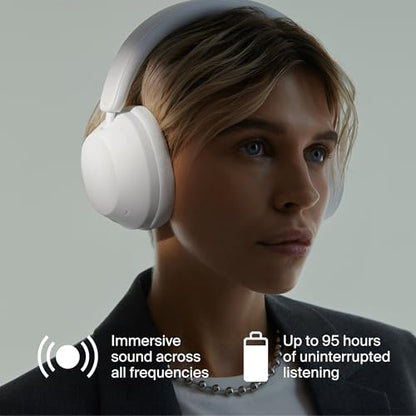 Clemm Preset Wireless Over-Ear Headphones, 95H Playtime, Bluetooth, 40mm Drivers, Built-in Mic, Memory Foam Earcups, Aux Cable Included, Foldable Design, Ivory - color: Ivory