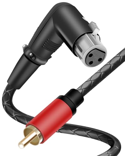 90 Degree XLR 3-Pin Female to RCA Male Stereo Audio Cable,3-Pin Right Angle XLR to RCA Plug Adapter Converter Cord,Balance to Unbalanced,Mixer,Power Amplifier,Audio Player (6.5FT/2M) - style: 90 Degree XLR 3-Pin Female to RCA Male(2M)