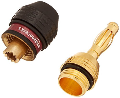 Amazon Basics Gold Plated Banana Plugs Speaker Wire Connectors, 12 Pairs (24 Count), Easy Install, 0.5" x 0.5" x 1.3", Black - size: 0.5" x 0.5" x 1.3"
