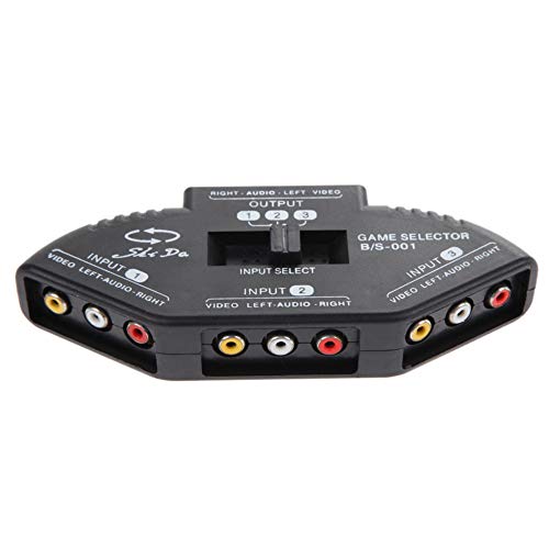 Male to Male M M RCA Cable 3-Way Audio Video AV RCA Black Switch Selector Box Splitter with 3RCA Cable for Xbox DVD PS2