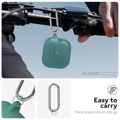 for AirPods 4 Case 2024 with Cleaner Kit & Keychain-Magnetic Green | Silicone Protective Cover for Apple AirPods 4th Generation Case,for Women Men,One-Piece Design,Shockproof,Dust Proof,Magnetic - color: A1-Magnetic Green