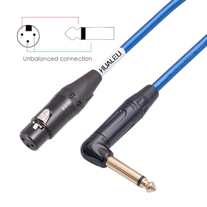 2Pack 1Ft 1/4" TS Right Angle to XLR Female Cable,XLR Female to 1/4-inch TS Right-Angle Plug Microphone Cable,6N OFC+Silver Plated HI-END Audio Cable for Micphone Mixer - size: 1Feet（2Pack）