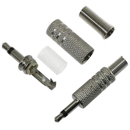 E-outstanding 3.5mm Mono Plug 5PCS 1/8 Inch TS Mono Mini Stereo Metal Male Jack Adaptor Connector