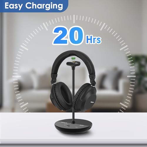 SIMOLIO TV Headphones Wireless, Phone/PC Compatible Bluetooth Headset, 737D | Audio Bypass to Soundbar, Clear Voice & Volume Boost for Seniors Hard of Hearing, Cinema Mode, 164ft Range, Swap Earmuffs - style: One Headset