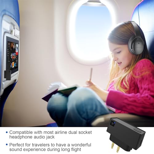 QC15 Airplane Headphone Adapter Compatible with Bose 700 QuietComfort 2 QC3 QC45 QC35 QC35ii QC15 QC25 QC20 NC700 SoundLink SoundLinkII AE2 AE2i AE2W and More, Golden Plated 3.5mm Jack