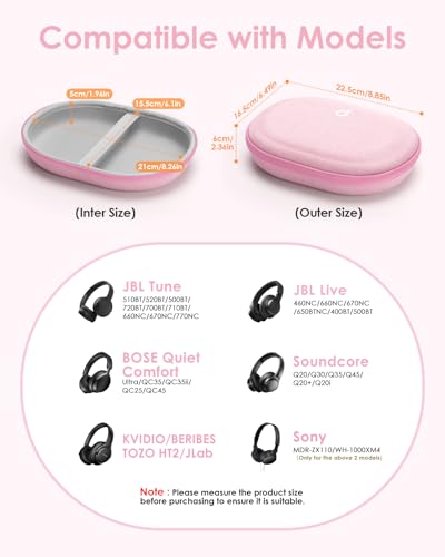 Headphone Case Hard for Bose QuietComfort Ultra QC45 QC35 QC25 QC15 QCSE - color: Pink