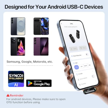 SYNCO AI Mini Wireless Lavalier Microphone for Android USB-C Creators