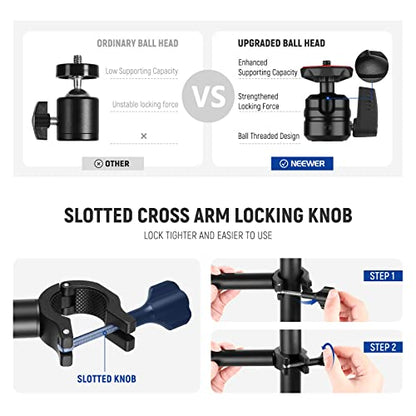 NEEWER Camera Desk Mount with Overhead C Amera Mounting Arm and 1/4" Ball Head, 17" - 41" Adjustable Tabletop Light Stand with C Clamp for DSLR Camera, Ring Light, Webcam, Photo Video Shooting - style: TL253A+CR221A