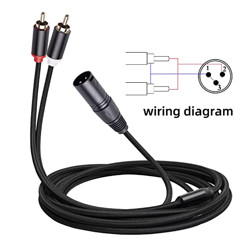 (6FT) Dual RCA to XLR Male Y Splitter Patch Cable, Unbalanced 2 RCA/Phono Plug to 1 XLR Splitter Duplicator Lead Y-Cable Adapter - size: 6 ft