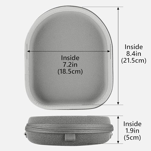 Geekria Shield Headphones Case for Foldable Over-Ear Headphones, Hard Shell Travel Carrying Bag, Compatible with Soundcore, JBL Tour ONE M3, Sony WH-1000XM5, B&O Beoplay H9 (Microfiber Grey)