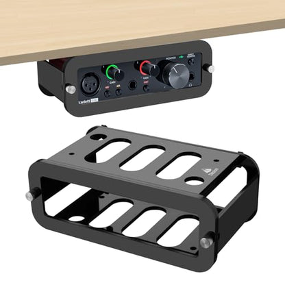 Under Desk Holder for Scarlett Solo 3rd Gen, Acrylic Under Desk Shelf Organizer Under Desk Mount Wall Mount Holder (Black) - color: Black