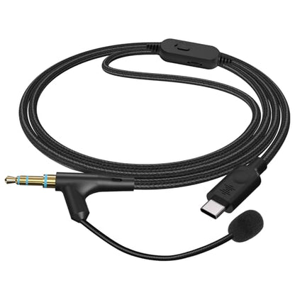 GEEKRIA USB-C to 3.5mm Boom Mic Cable Compatible with Sony WH-1000XM6/1000XM5, ULT WEAR, Soundcore Space One, Headset Cable with Volume/Mute Control for Gaming, Meeting (5.6ft)