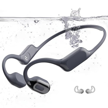 Swimming Headphones, Bone Conduction Headphones Bluetooth 5.4, IPX8 Waterproof with 32GB MP3 Player, Open Earphones with Safelight, Underwater Headphone for Swimming, Night Running, Fitness