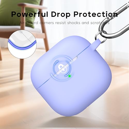 RFUNGUANGO for AirPods 4 Case, Lilac | Cleaner Kit, Carabiner, Soft Silicone Protective Cover, Wireless Charging Compatible - color: B-Lilac, size: AirPods 4 Case