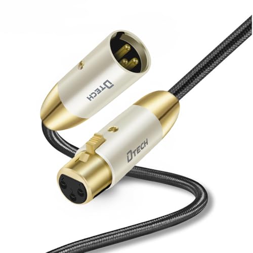 DTECH 3ft XLR to XLR Microphone Cable Male to Female Balanced Audio Cord for Mic Speaker PA Systems Standard 3 Pin Gold Plated Connectors Nylon Braided Instrument Wire, 3 Feet, Black - size: 3ft