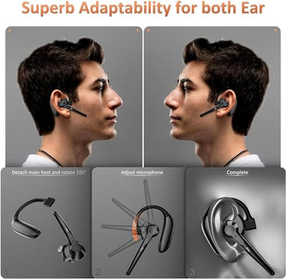 AMINY Wireless Bluetooth Headset with Microphone 30 Hrs Talking Time V5.3 Auriculares Bluetooth Earpiece,AI Noise Cancelling Bluetooth Earphones for Trucker Office Home