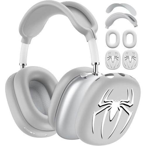 fomissky-sisa 4 in 1 AirPods Max Case Headphone Covers, Silver Grey - color: Silver Spider