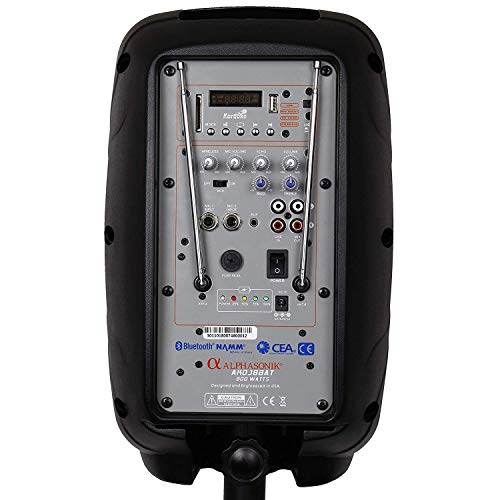 8" Portable Rechargeable Battery Powered 800W Pro DJ Amplified Loud Speaker with 2 Wireless Microphones Echo Bluetooth USB SD Card Aux MP3 FM Radio PA System LED Ring Karaoke Tripod Stand - style: 8" 800 Watts