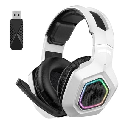 Gaming Headset, Gaming Headphone Memory with Foam Ear Cushions, Active Noise Cancelling Mic 3.5mm Wired Connection PC Gaming Headphone for (White) - color: White