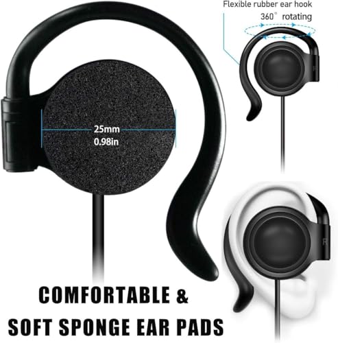 EXMAX 3.5mm Single Side Earphone Earbud Over Ear Headphone for EXD-101 ATG-100T EX-200N EX-100 Wireless Tour Guide Receiver Touring Groups Audience Radio Podcast Laptop MP3 Phone Computer(Right) - style: Right