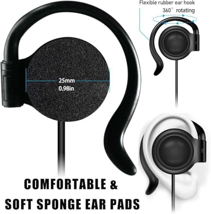 EXMAX 3.5mm Single Side Earphone Earbud Over Ear Headphone for EXD-101 ATG-100T EX-200N EX-100 Wireless Tour Guide Receiver Touring Groups Audience Radio Podcast Laptop MP3 Phone Computer(Right) - style: Right