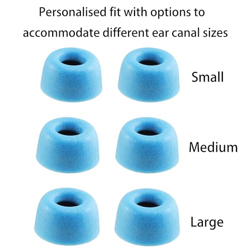 Memory Foam Eartips for JLab Go Pop+ / JLab Go Sport+ /JBuds Mini | Compatible with JLab Go Air Pop / JLab Go Air Sport Earbuds, Ultimate Comfort, 3 Pairs (S/M/L, Blue)