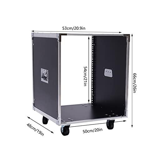 12U Cabinet Rolling Network Rack, Small Server Rack Shelf with Wheel & Side Panels, Audio Studio Video Telecom Equipment Rack for Computer Chassis, Mixing Consoles, Black