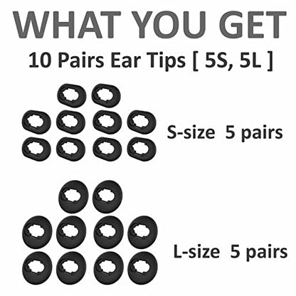 A-Focus 10 Pairs S/L Galaxy Buds Live Ear Tips Adapter Set Replacement Wing Earbuds Cushion Ear Gel Cover Skin Accessories Compatible with Samsung Galaxy Buds Live SM-R180, Mystic Black - color: black