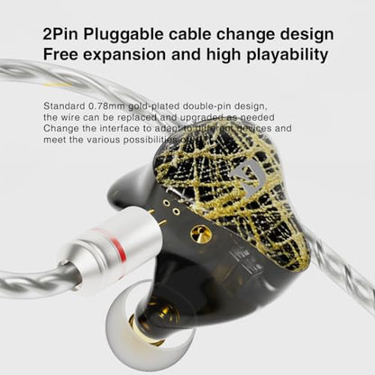 CCA ND 001 4BA+1DD in Ear Monitor, HiFi IEM Earphones, Deep Bass Wired Earphones with Tangle-Free Detachable Cable - color: Black, size: Without Mic