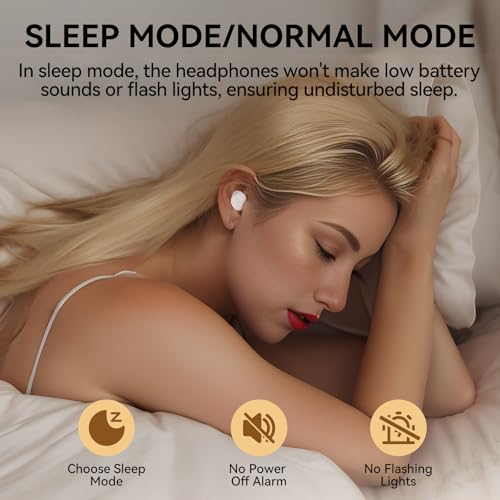 Sleep Earbuds, Sleep Headphones for Side Sleepers, Mini Bluetooth 5.4 Wireless Earbuds, Ultra-Soft Silicone Invisible Earphones for Sleeping, Noise Cancelling Earbuds with Long Battery Life (White)