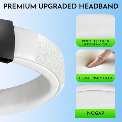 Lukvcoe Headband Replacement Cover for Audio Technica ATH M50, M50X, M50XWH, M50XBT, M50XBT2, M50S/LE Headphones, Cushion Headstrap Pad with Softer Protein Leather, White - color: White