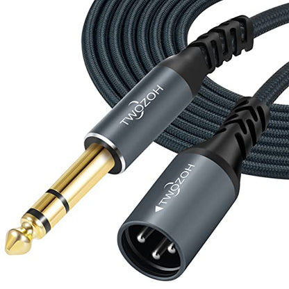 Twozoh XLR Male to 1/4 TRS Stereo Audio Cable 30FT, Braided Jack 6.35mm to XLR Male 3Pin Guitar Cable (Professional/HiFi) - color: 1/4 to XLR Male, size: 30FT