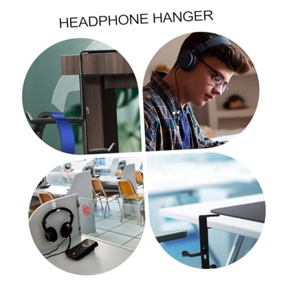VILLCASE Adjustable Metal Headphone Stand Hanger Clip Under Desk Headset Holder for Gaming and Office Use Space-Saving Design - color: Black