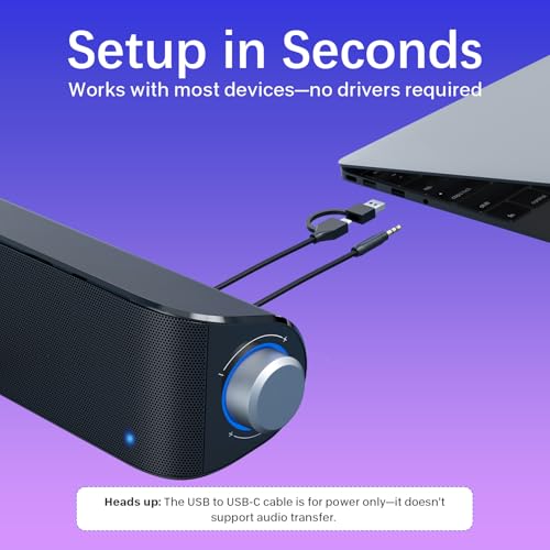 Nylavee Computer Speakers for Desktop PC, Bluetooth & AUX PC Sound Bar | 4-Driver Hi-Fi Stereo Sound, USB A/C Power, Built-in Mic and Headphone Jack, PC Speakers for Desktop, Laptop, Monitor - color: Black